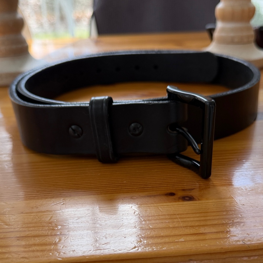 Hanks Black Leather Men's Belt